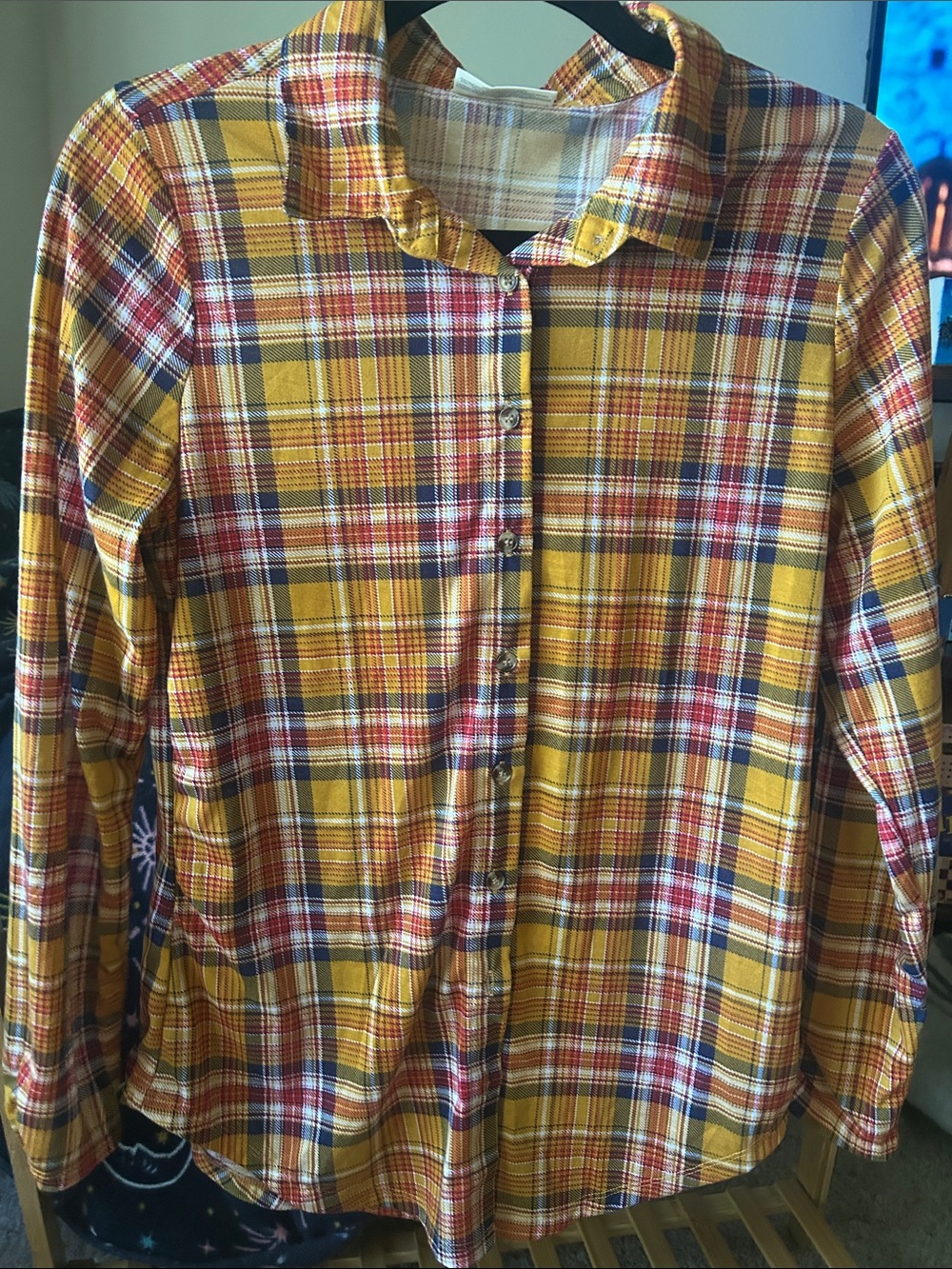 Bobbie Brooks Yellow Plaid Button-Down Shirt
